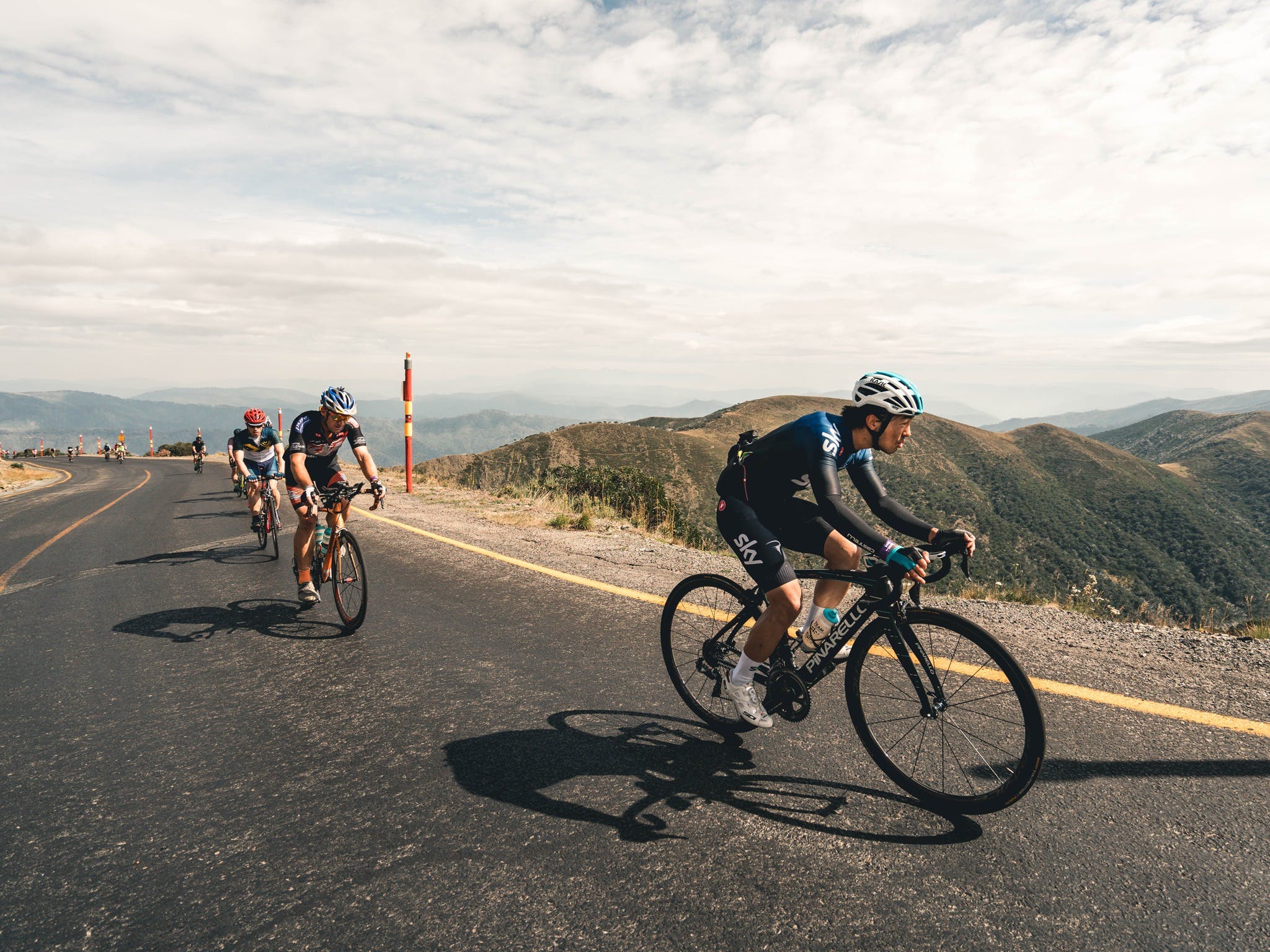 Cyclist climbing Mt Hotham