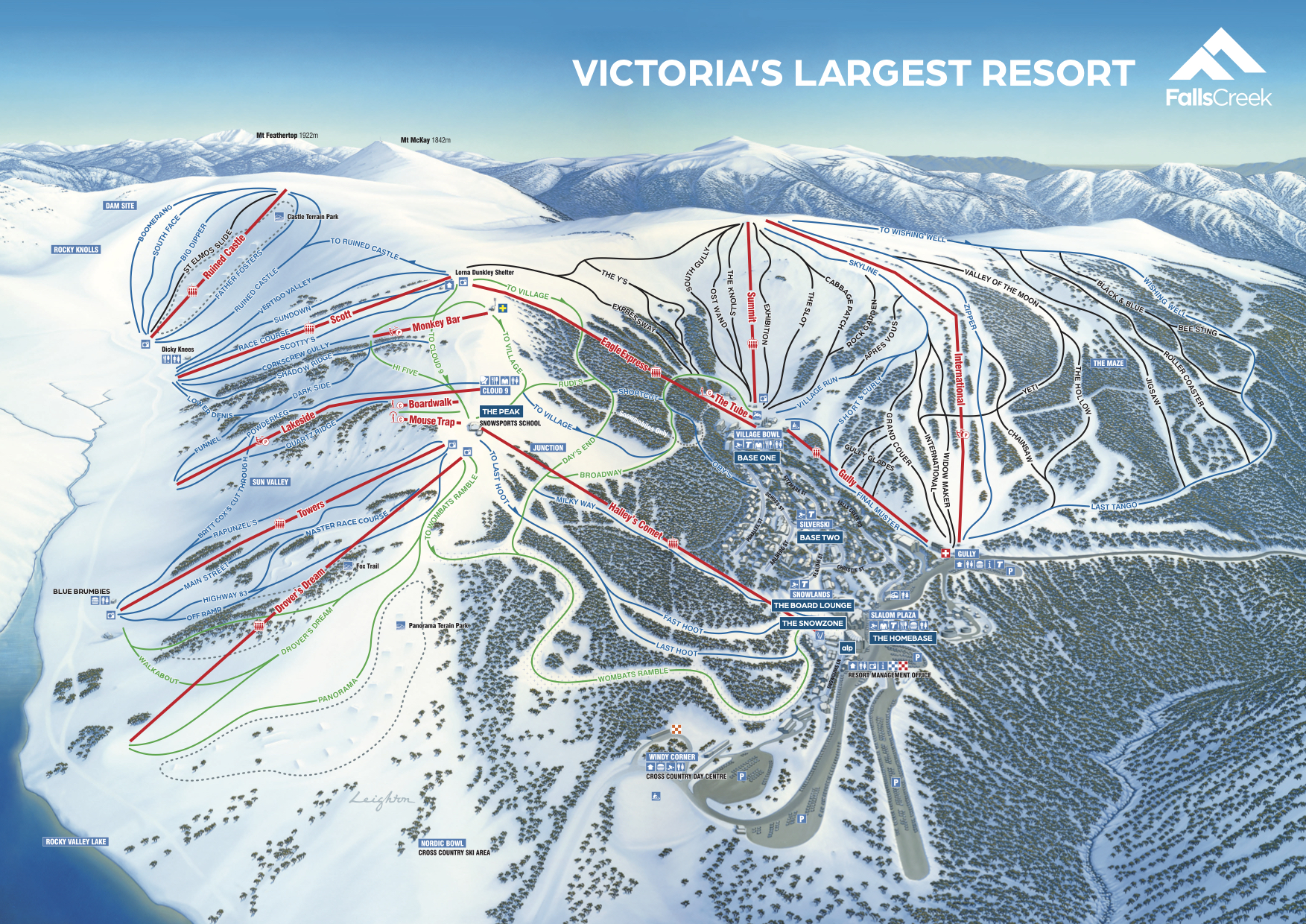 Australian Ski Resorts Map Winter Maps - Falls Creek Alpine Resort