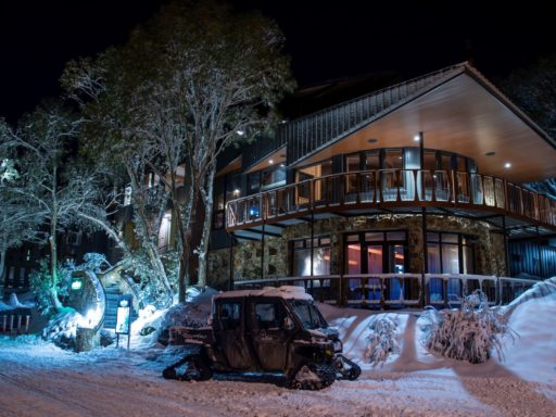 Astra Ski lodge in the snow
