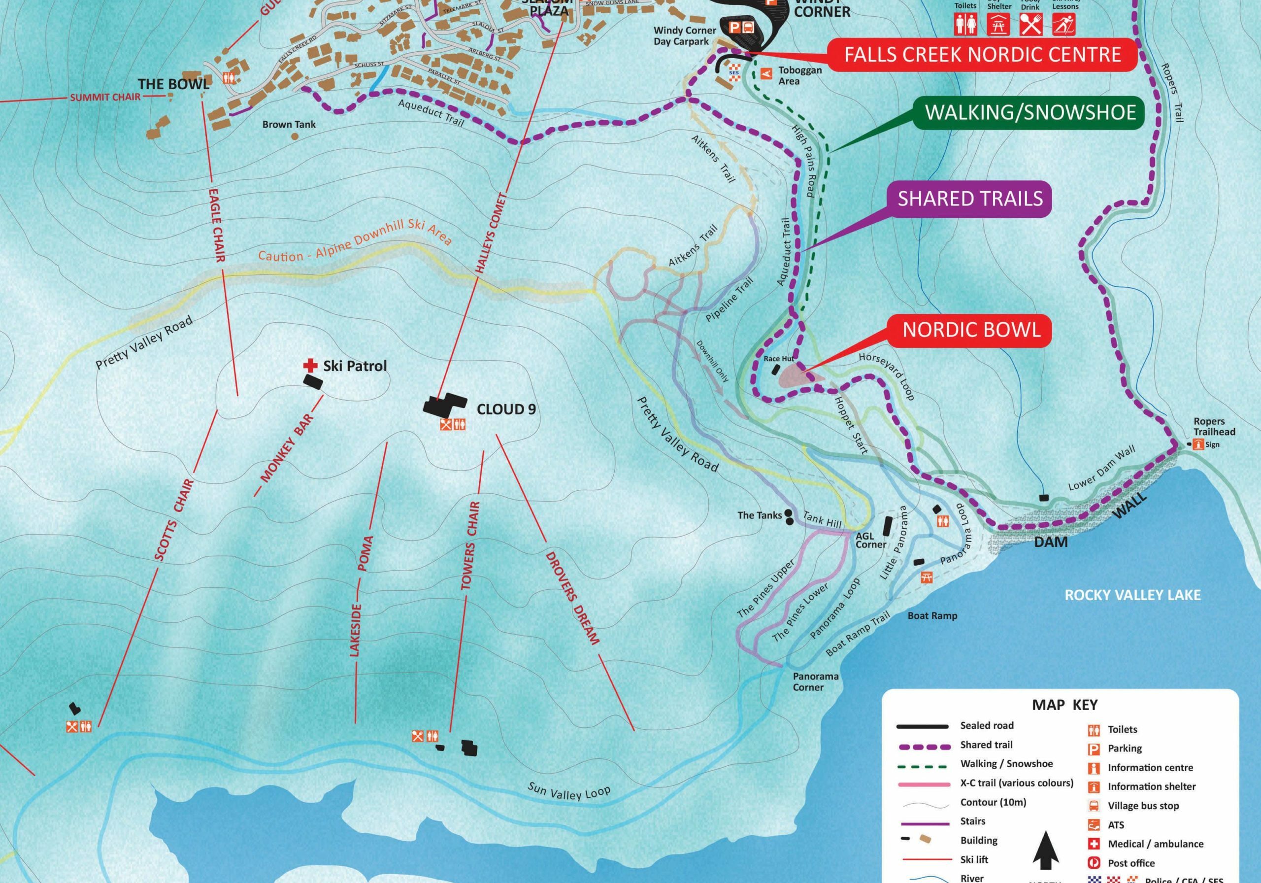 Falls Creek - Shared Trails Map